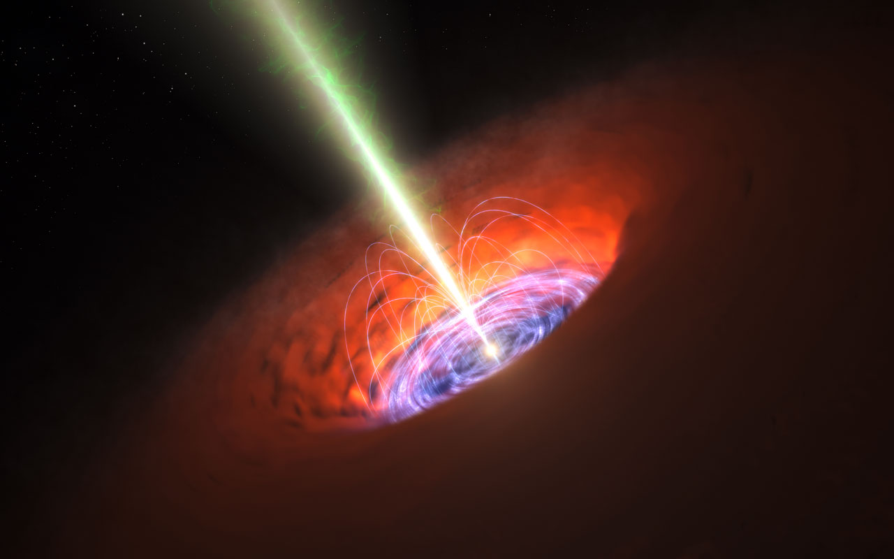 Artist’s impression of a supermassive black hole at the centre
