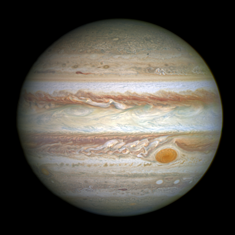 Júpiter e a sua Grande Mancha Vermelha em destaque, fotografado em 15 de Maio de 2014.