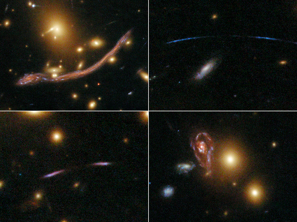 O fenômeno de lente gravitacional, observado pelo Hubble no aglomerado de galáxias Abell 370.