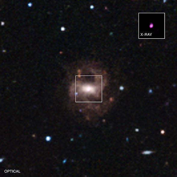 The smallest supermassive black hole ever detected in the center of a galaxy.