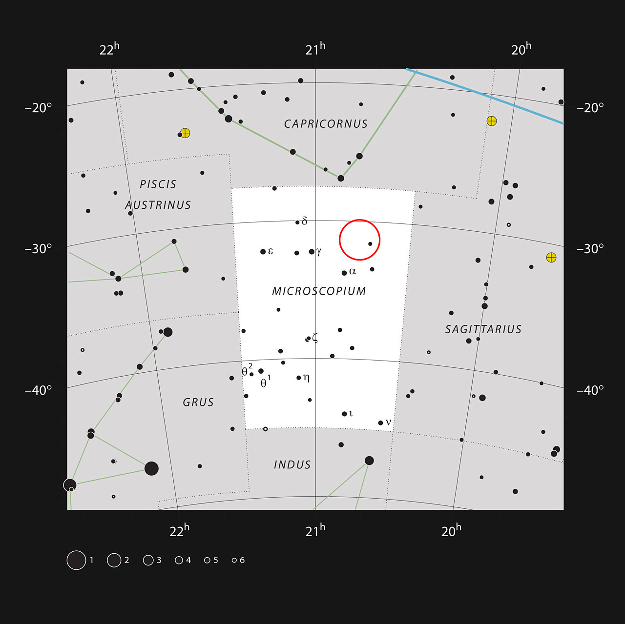 The star AU Mic in the constellation of Microscopium