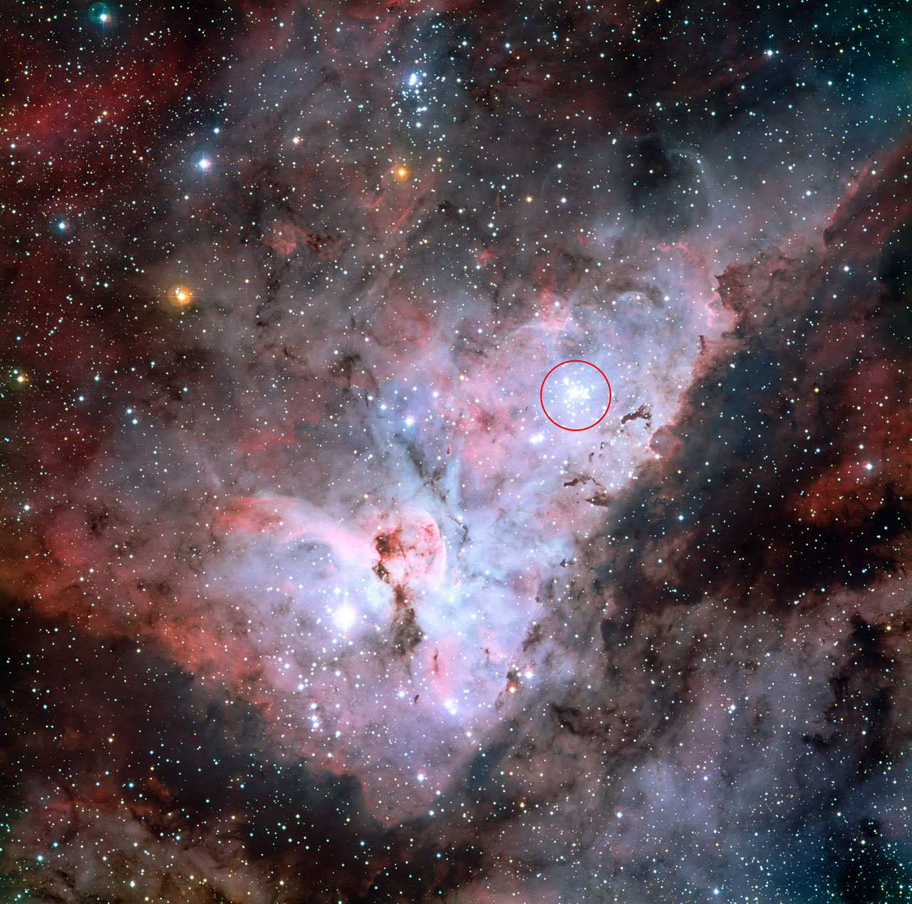 Trumpler 14 embedded in the Carina Nebula