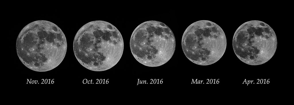 Comparação das Luas Cheias em 2016.