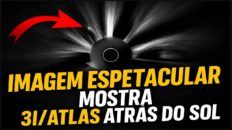 IMAGEM ESPETACULAR MOSTRA O 3I/ATLAS ATRÁS DO SOL!!!
