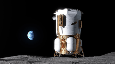 An artist’s rendering of Blue Origin’s Blue Moon Mark 1 lunar lander on the surface of the Moon. Graphic: Blue Origin