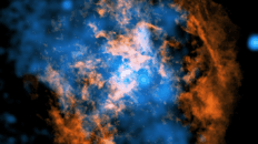 O coração da Via Láctea pulsa: uma representação artística do poderoso vento de Sagittarius A* esculpindo o gás e a poeira circundantes.