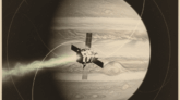 A sonda Juno da NASA, um laboratório em órbita, capta os segredos do choque de proa de Júpiter, onde elétrons são acelerados a velocidades relativísticas, revelando uma lei universal para aceleradores cósmicos.