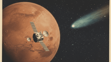 A sonda Tianwen-1 da China, em órbita marciana, oferece uma perspectiva sem precedentes do cometa interestelar 3I/ATLAS, revelando sua estrutura 3D contra o cosmos.