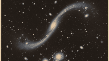 Uma lente gravitacional cósmica, formada pelo aglomerado de galáxias MACS J0138.0-2155, amplifica e distorce a luz da distante galáxia MRG-M0138, revelando segredos de um buraco negro supermassivo adormecido.