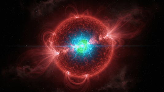 No coração de uma estrela moribunda, um buraco negro primordial se alimenta silenciosamente, transformando seu destino em um espetáculo cósmico de luz e sombra.