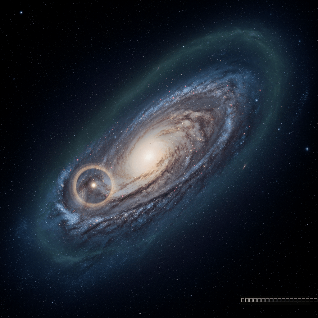 No halo fantasma da Via Láctea, um sutil efeito de microlente gravitacional sugere a presença de Phoebe, um buraco negro primordial com três vezes a massa da Lua.