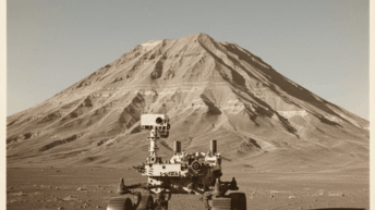O rover Curiosity da NASA, um embaixador robótico da humanidade, em sua incansável odisseia, desvendando os mistérios geológicos do Monte Sharp em Marte.