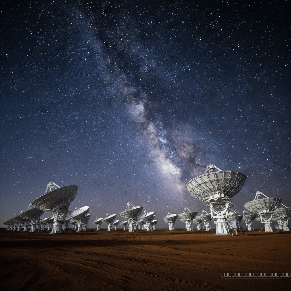 O radiotelescópio ASKAP na Austrália Ocidental, uma maravilha da engenharia, escrutina o céu noturno em busca dos segredos dos campos magnéticos cósmicos, revelando a tapeçaria invisível do universo.