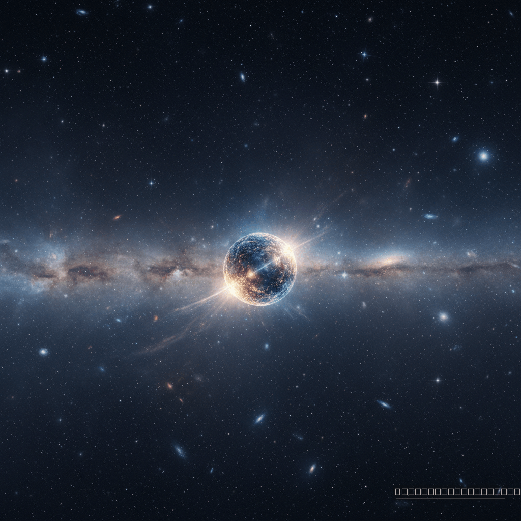 Mensageiros cósmicos: Um núcleo atômico ultra-pesado cruza o espaço intergaláctico, carregando segredos de eventos astrofísicos cataclísmicos.