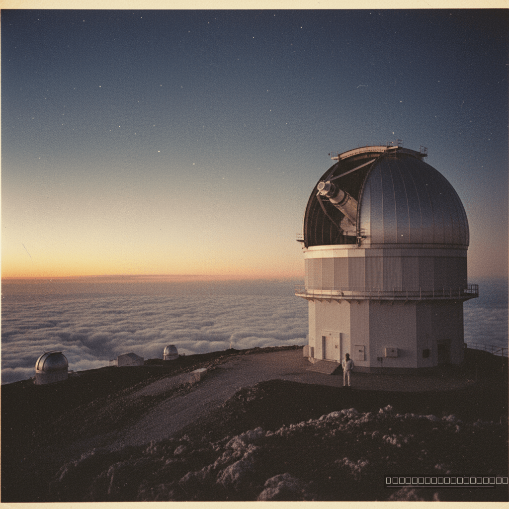 No cume do Mauna Kea, o Telescópio Gemini North capta a luz de quasares distantes, desvendando os segredos do universo.