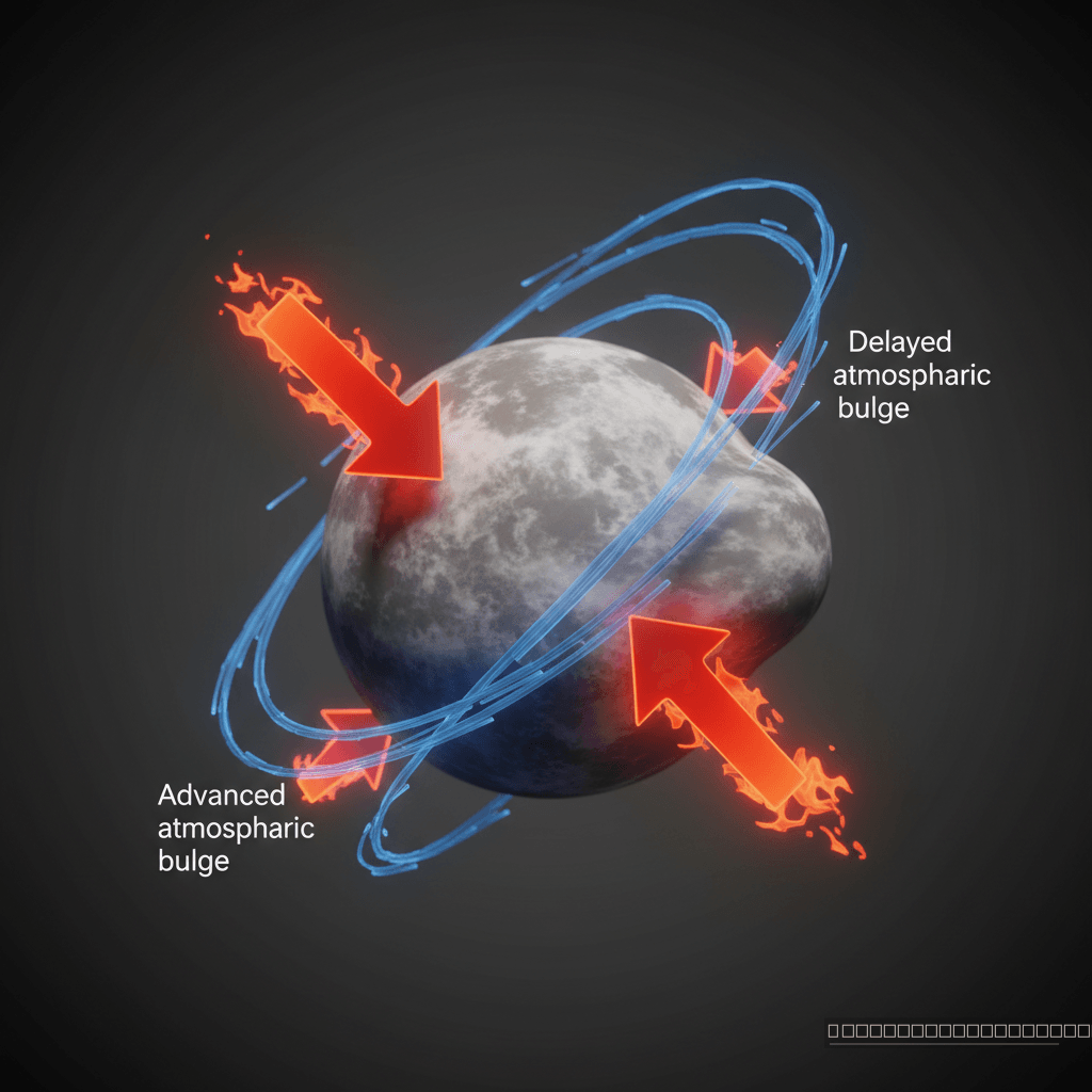 A intrincada dança entre os torques de maré gravitacionais e os torques atmosféricos, um balé cósmico que molda a rotação planetária.